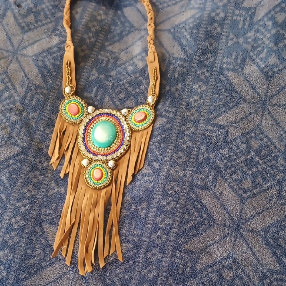 Bohemian Beaded Fringe Necklace